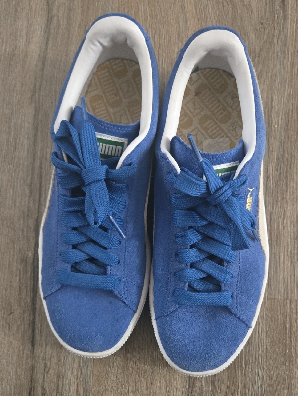 Puma Royal Blue Suede Low-Top Sneakers with White Stripe